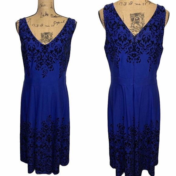 City Chic Dresses & Skirts - City Chic French Blue Border Flock Velvet Dress